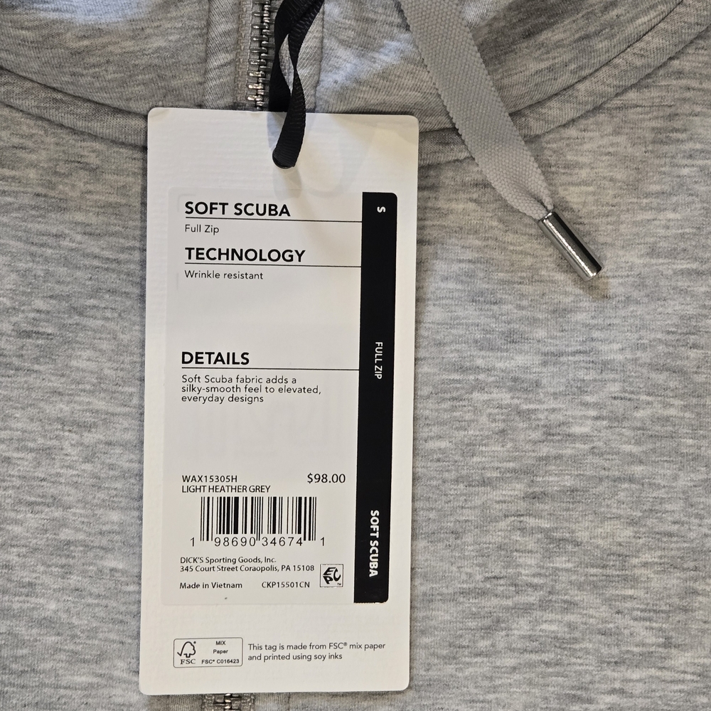 NWT- CALIA Soft Scuba Full Zip Hoodie Light Heather Grey Size Small - Picture 12 of 16